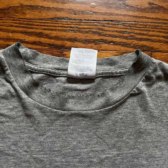 Vintage Thrashed Thin Adidas T-Shirt Mens M Gray Embroidered Logo 90s Y2K Grunge - Picture 9 of 9